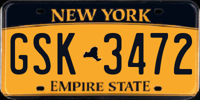 NY license plate GSK3472