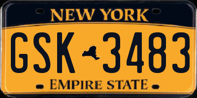 NY license plate GSK3483