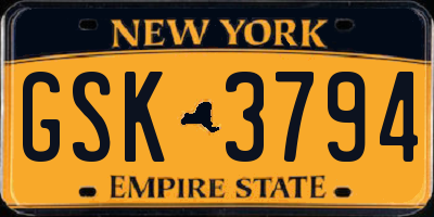 NY license plate GSK3794
