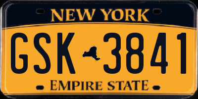 NY license plate GSK3841