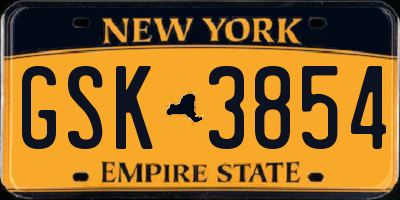 NY license plate GSK3854