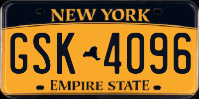 NY license plate GSK4096