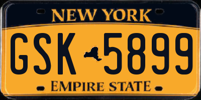 NY license plate GSK5899