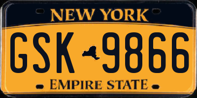 NY license plate GSK9866