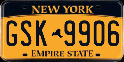 NY license plate GSK9906