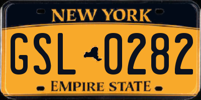 NY license plate GSL0282