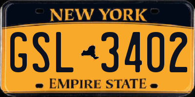NY license plate GSL3402