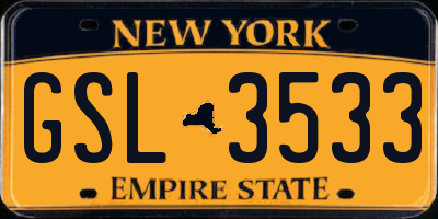 NY license plate GSL3533