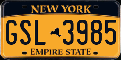 NY license plate GSL3985