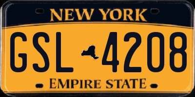 NY license plate GSL4208