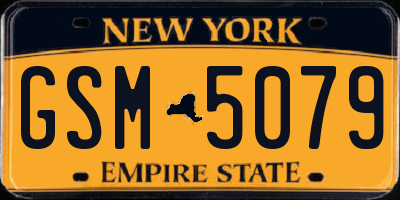 NY license plate GSM5079