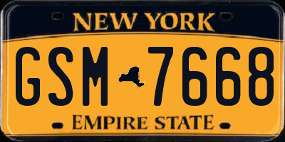 NY license plate GSM7668