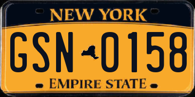 NY license plate GSN0158