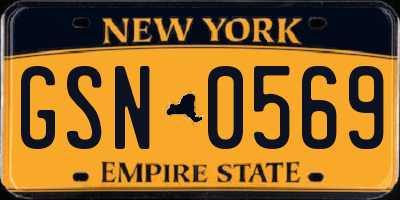 NY license plate GSN0569