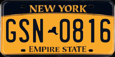NY license plate GSN0816