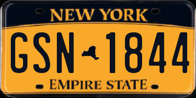 NY license plate GSN1844