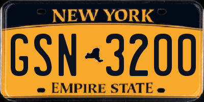 NY license plate GSN3200