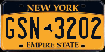 NY license plate GSN3202