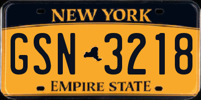 NY license plate GSN3218