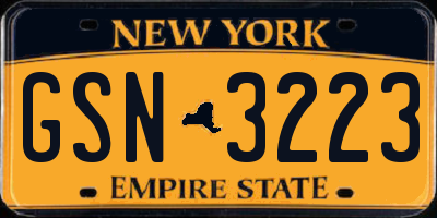 NY license plate GSN3223