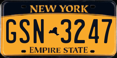 NY license plate GSN3247