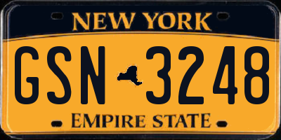 NY license plate GSN3248