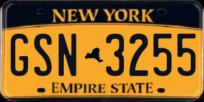 NY license plate GSN3255