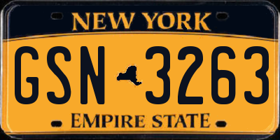 NY license plate GSN3263