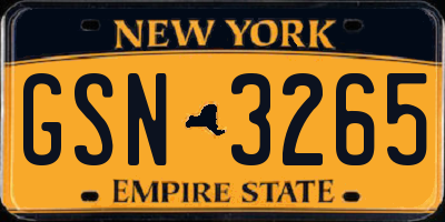 NY license plate GSN3265