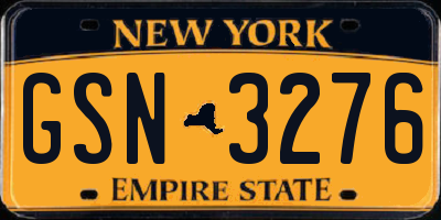 NY license plate GSN3276