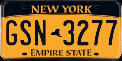 NY license plate GSN3277