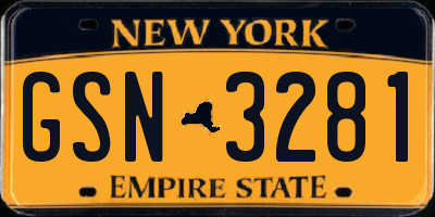 NY license plate GSN3281