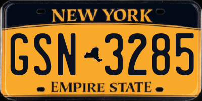 NY license plate GSN3285