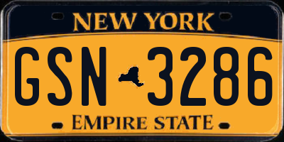 NY license plate GSN3286