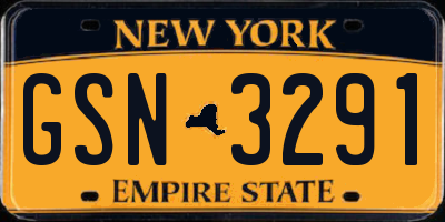 NY license plate GSN3291