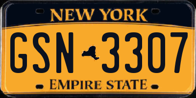 NY license plate GSN3307