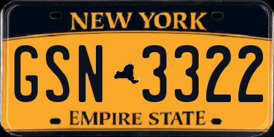 NY license plate GSN3322
