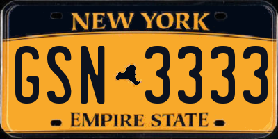 NY license plate GSN3333