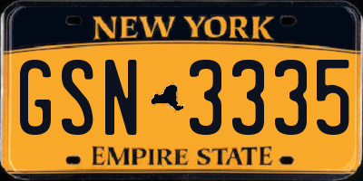 NY license plate GSN3335