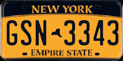 NY license plate GSN3343