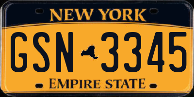 NY license plate GSN3345