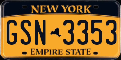 NY license plate GSN3353