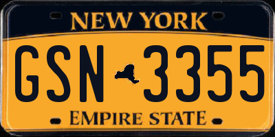 NY license plate GSN3355