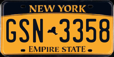 NY license plate GSN3358