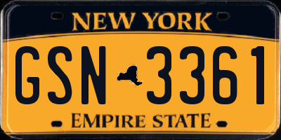 NY license plate GSN3361