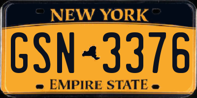 NY license plate GSN3376