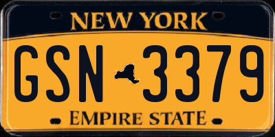 NY license plate GSN3379