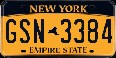 NY license plate GSN3384