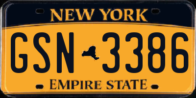 NY license plate GSN3386