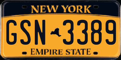 NY license plate GSN3389